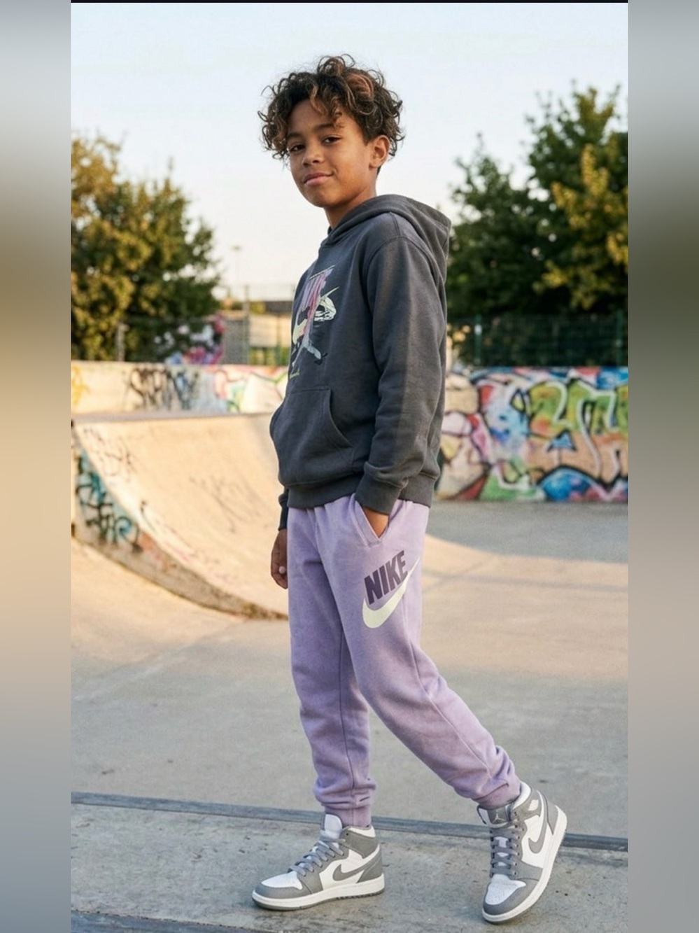 KIDS Nike pants with Swoosh & Logo - lavender purple